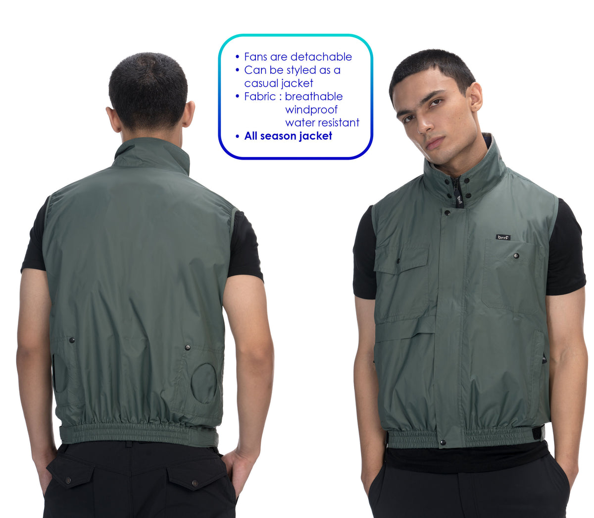 Combo Pack Of Air Conditioned Jacket 5v Cooling Vest Brrf